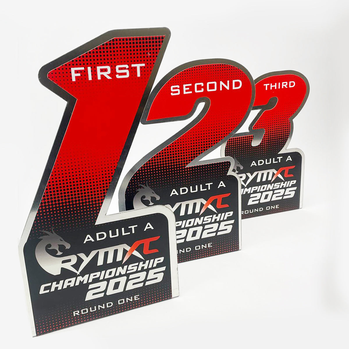 ALUMINUM TROPHIES & AWARDS WITH CUSTOM PRINT MOTOCROSS ENDURO