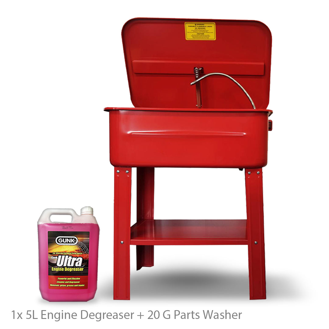 20 Gallon Parts Washer Kit with Cleaing Brush & Engine Degreaser Fluid