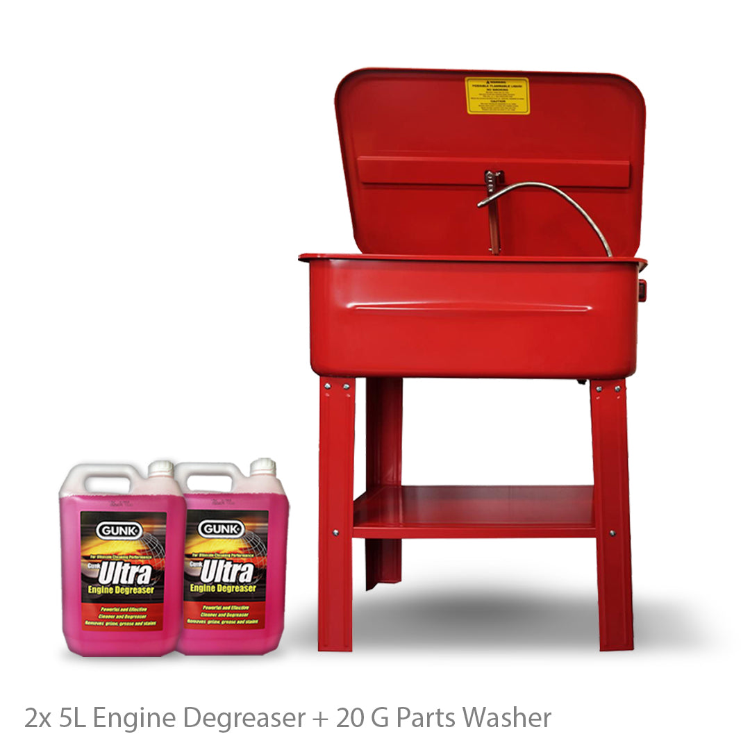 20 Gallon Parts Washer Kit with Cleaing Brush & Engine Degreaser Fluid