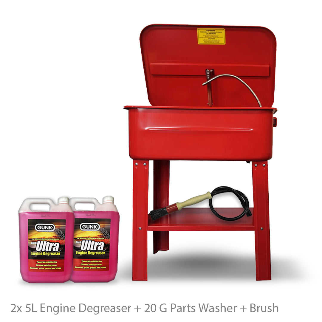 20 Gallon Parts Washer Kit with Cleaing Brush & Engine Degreaser Fluid