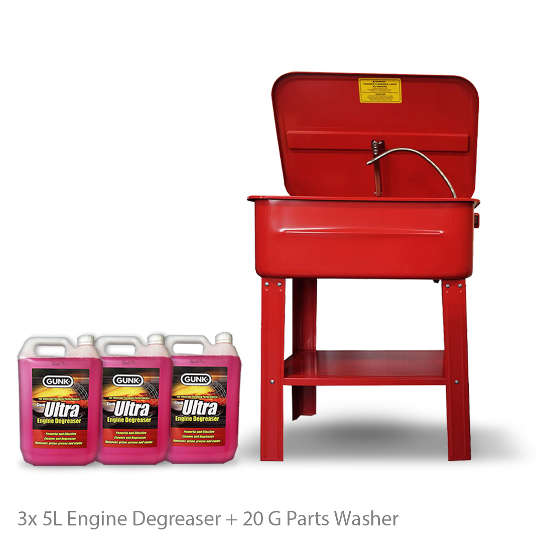 20 Gallon Parts Washer Kit with Cleaing Brush & Engine Degreaser Fluid