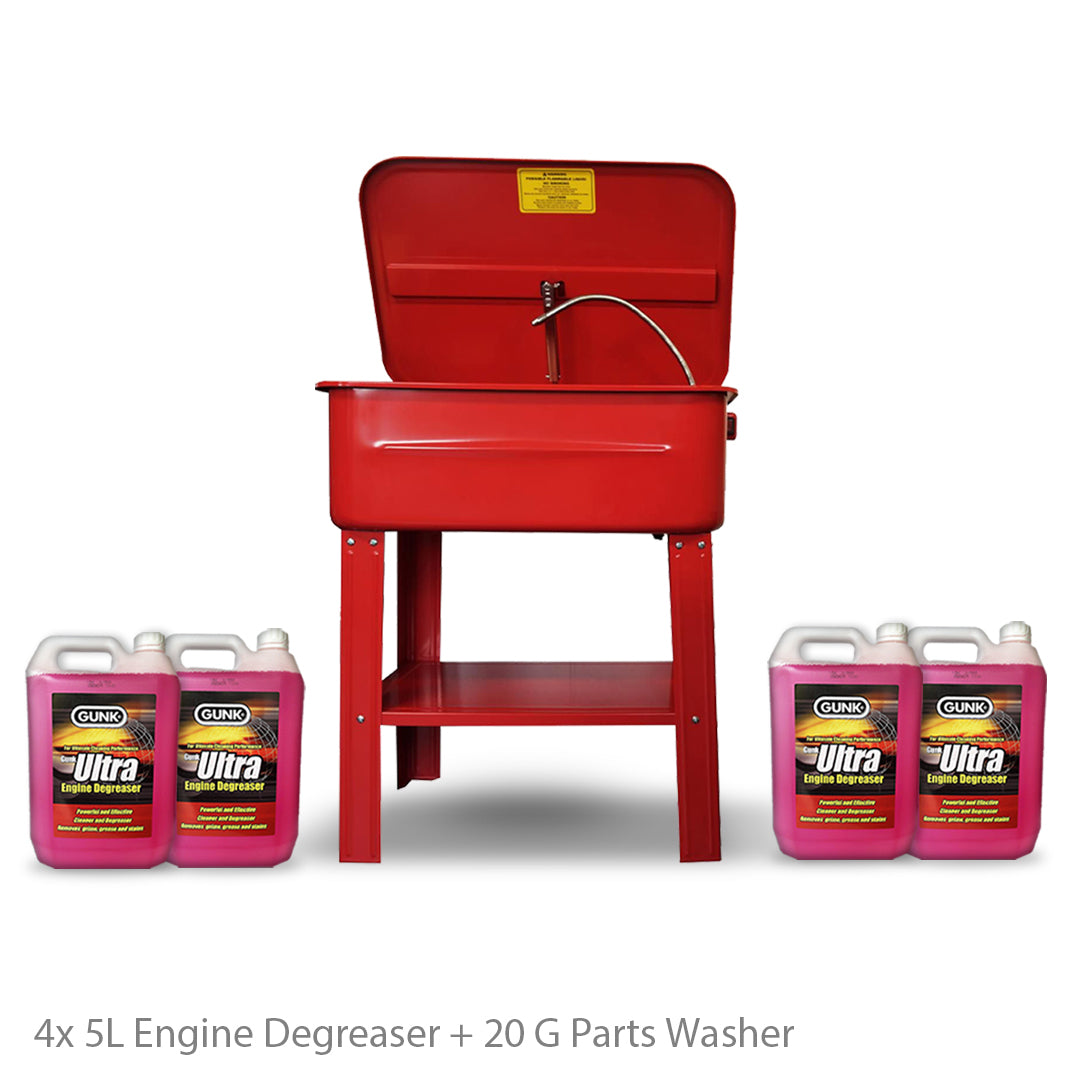 20 Gallon Parts Washer Kit with Cleaing Brush & Engine Degreaser Fluid