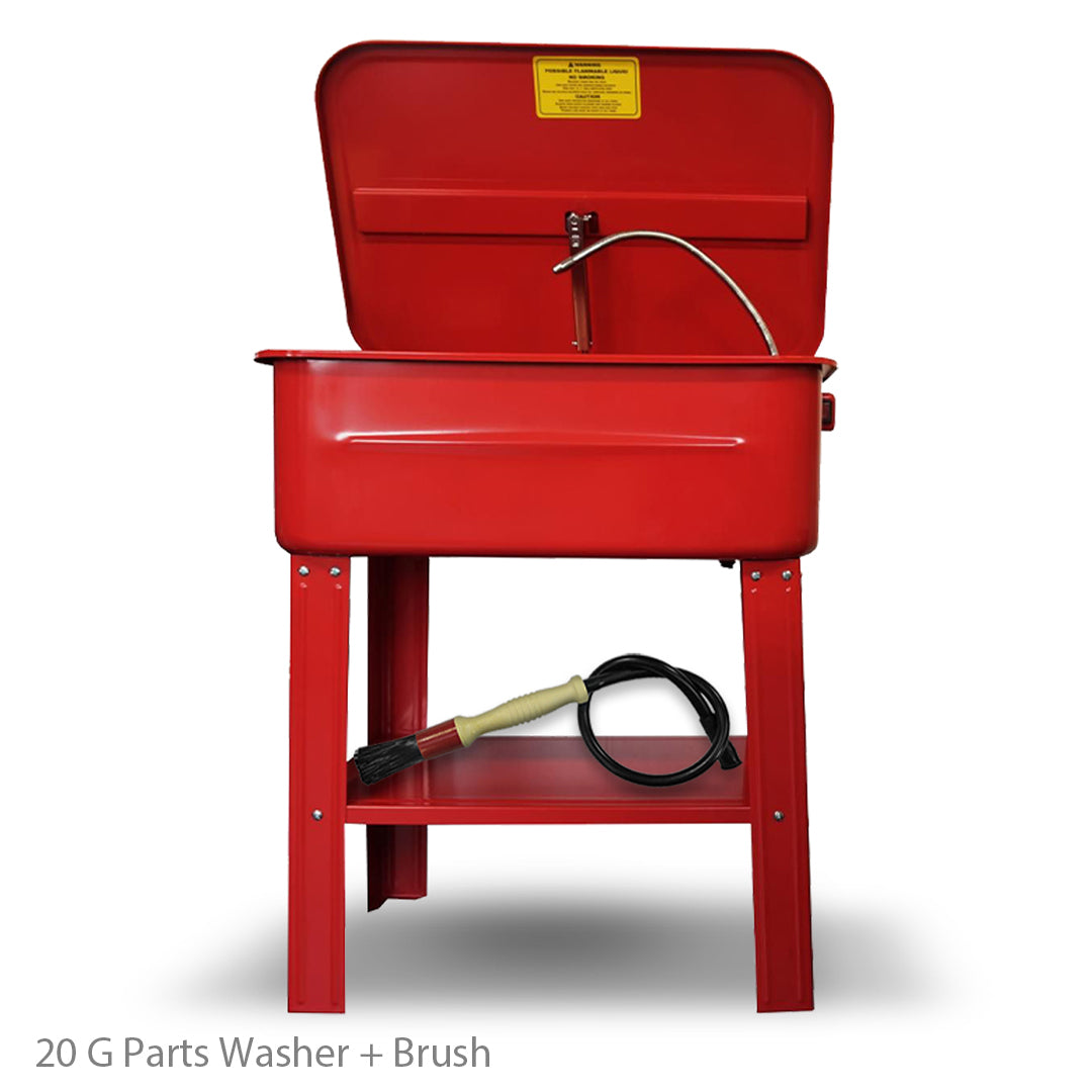 20 Gallon Parts Washer Kit with Cleaing Brush & Engine Degreaser Fluid