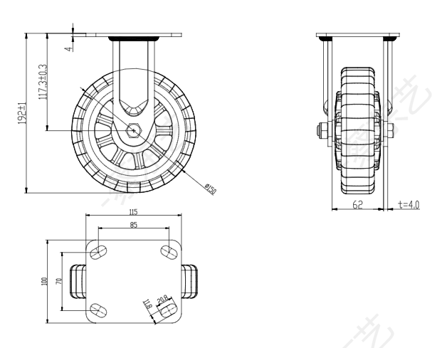 Toolchest Castor Wheel 6" Fixed (No Brake)