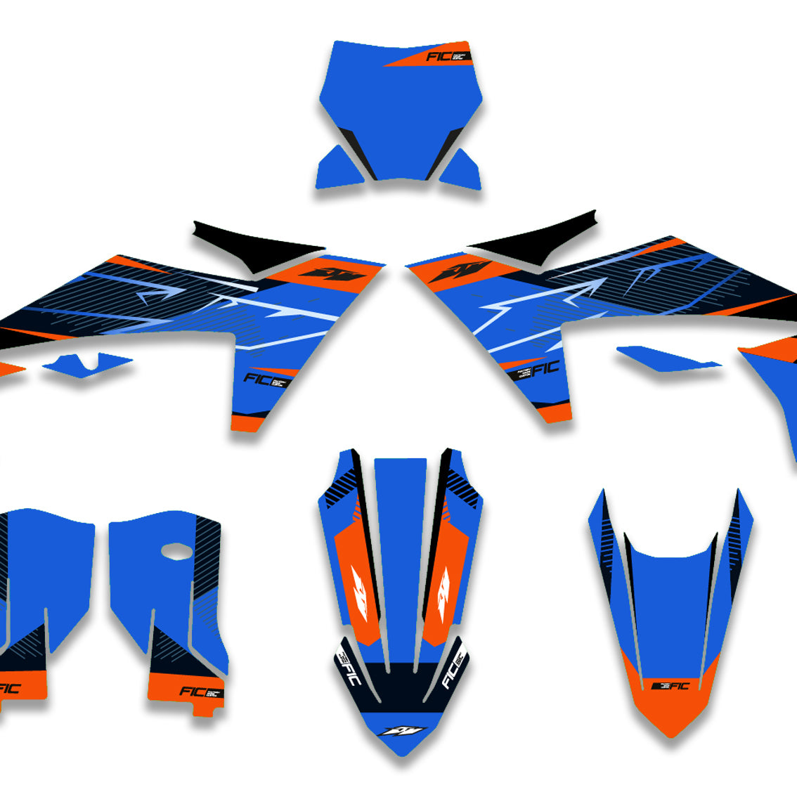 ALL KTM CUSTOM BLUE FACTORY DESIGN GRAPHICS DECAL KIT