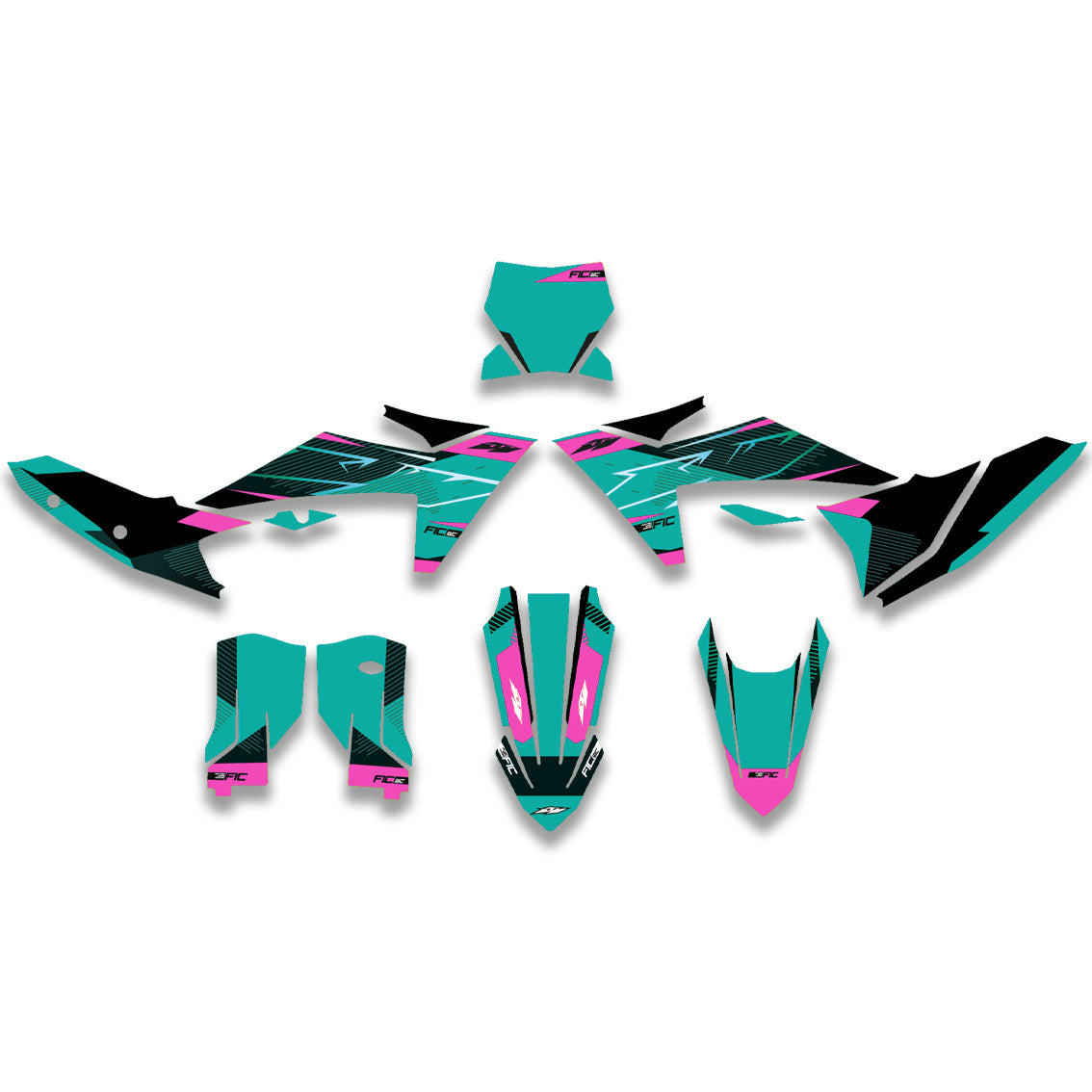 ALL KTM CUSTOM TEAL PINK DESIGN GRAPHICS DECAL KIT