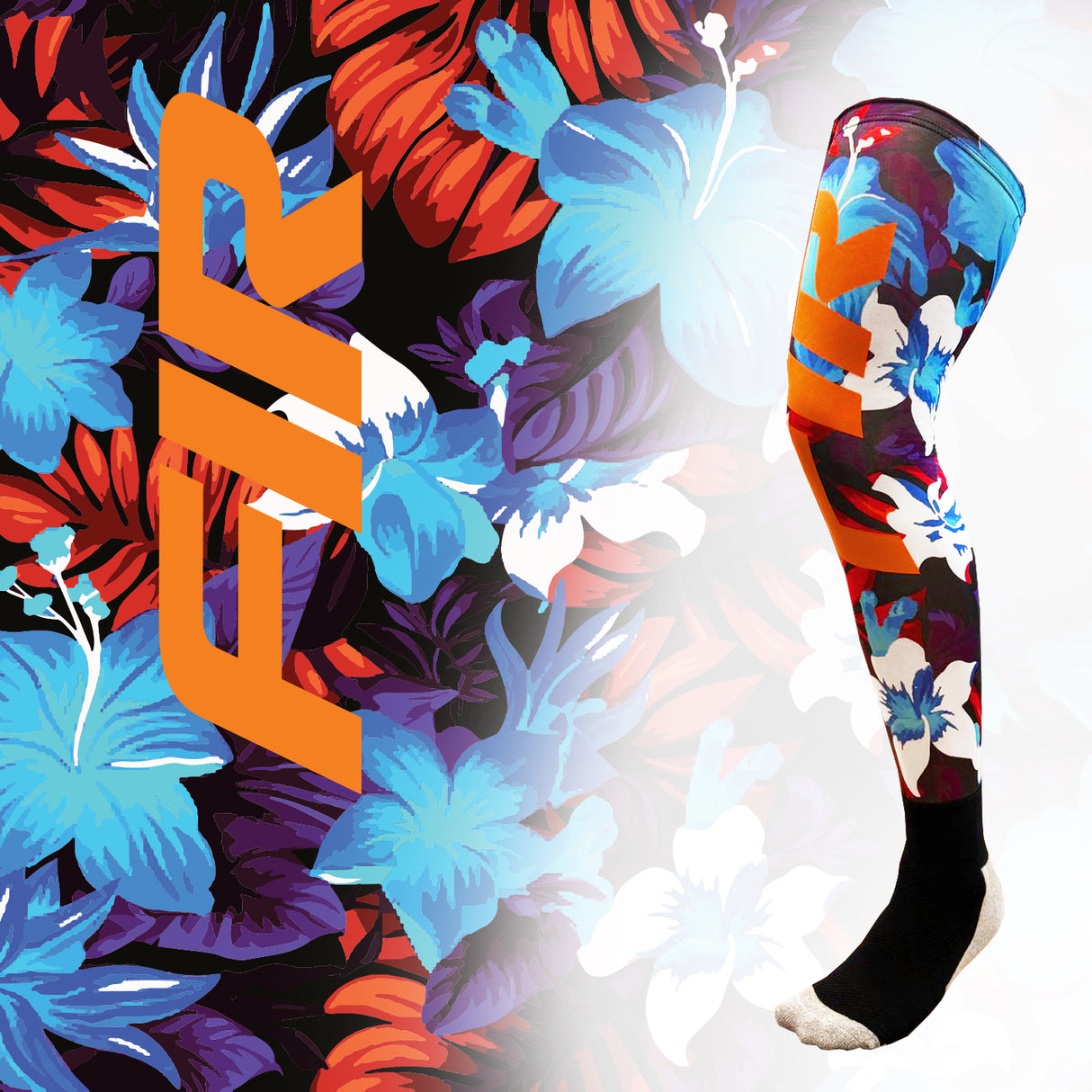 FIR Motocross & Enduro Knee Brace Sock FIR HAWAII FLOWERS