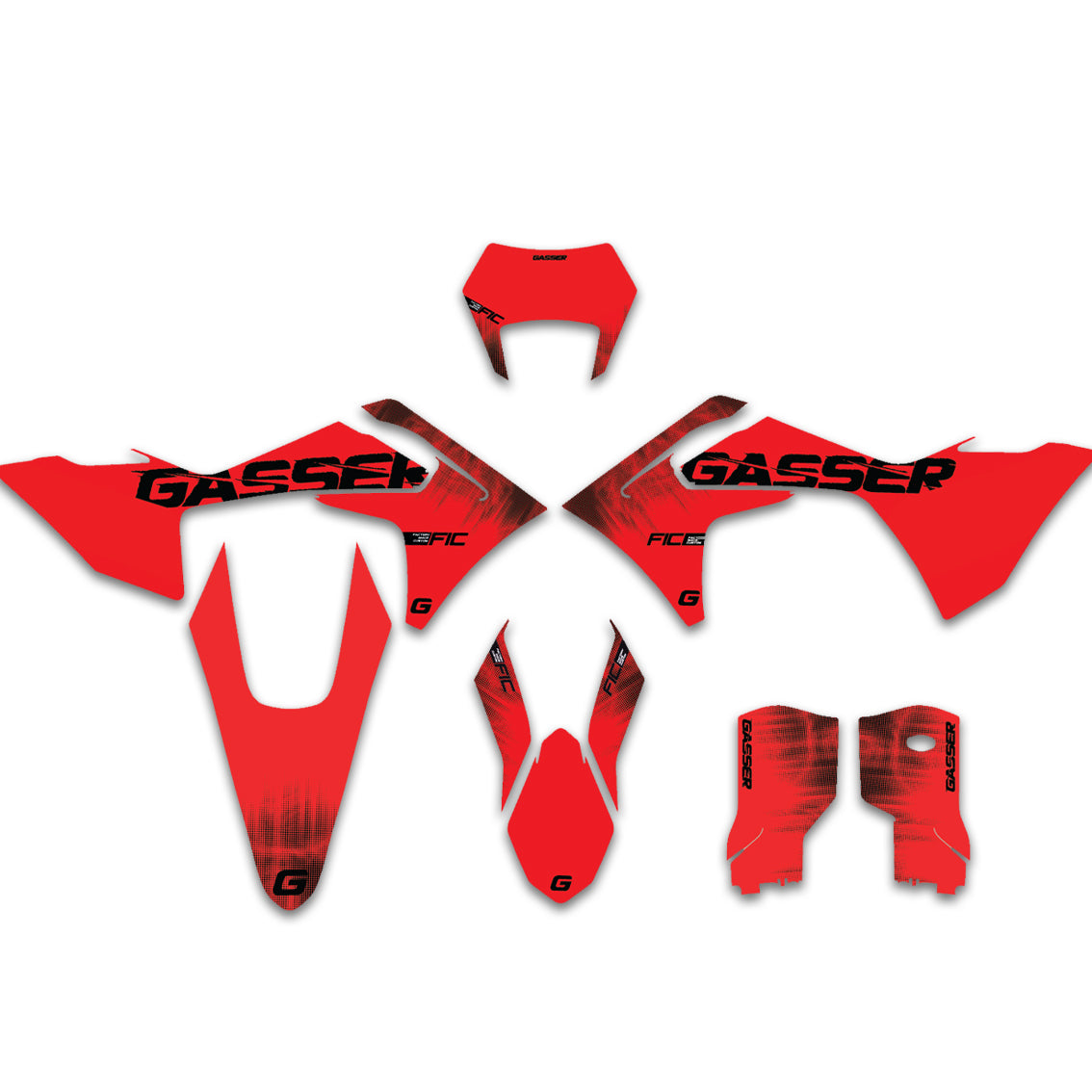 ALL GASGAS CUSTOM RED BLACK FADE DESIGN GRAPHICS DECAL KIT