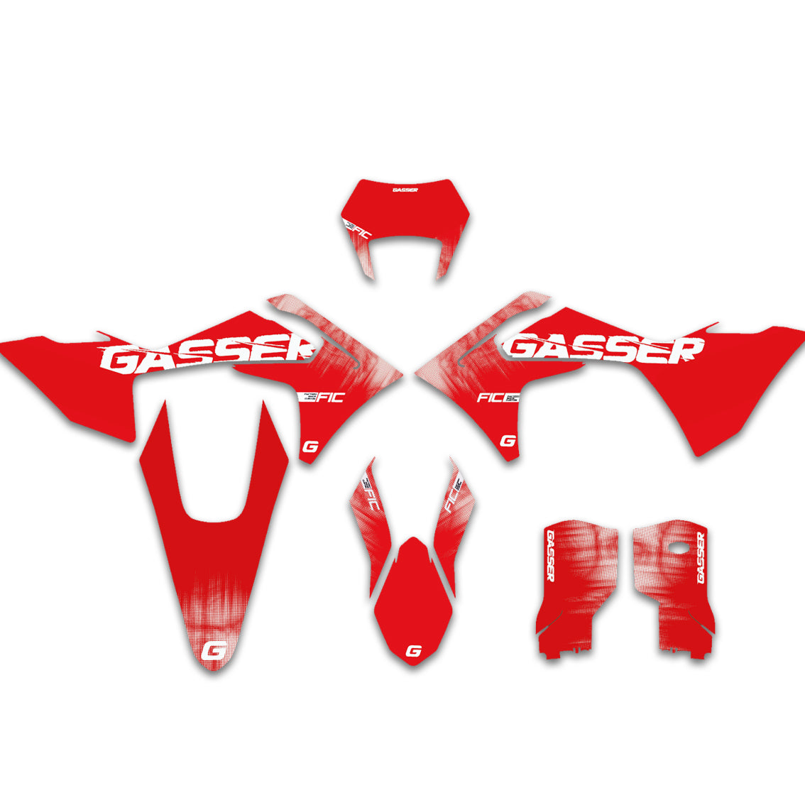 ALL GASGAS CUSTOM RED BLACK FADE DESIGN GRAPHICS DECAL KIT