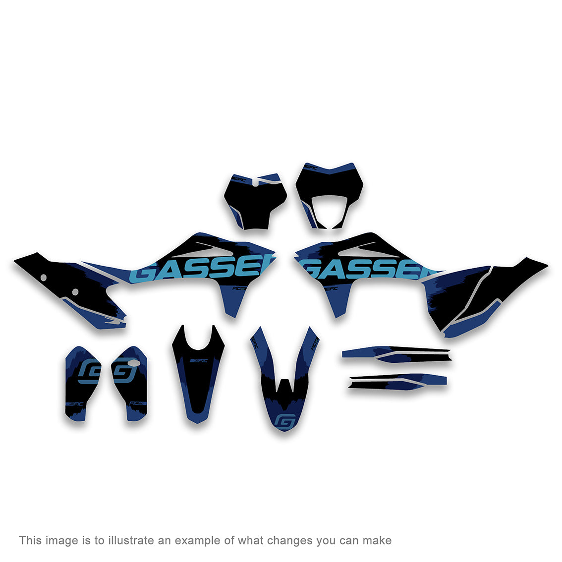 ALL GASGAS CUSTOM WHITEOUT DESIGN GRAPHICS DECAL KIT