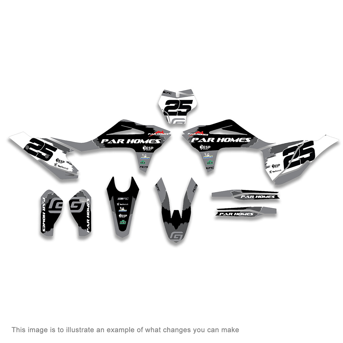 ALL GASGAS CUSTOM WHITEOUT DESIGN GRAPHICS DECAL KIT