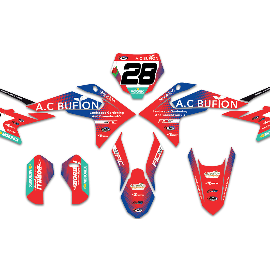 ALL GASGAS CUSTOM BLUE RED FADE DESIGN GRAPHICS DECAL KIT