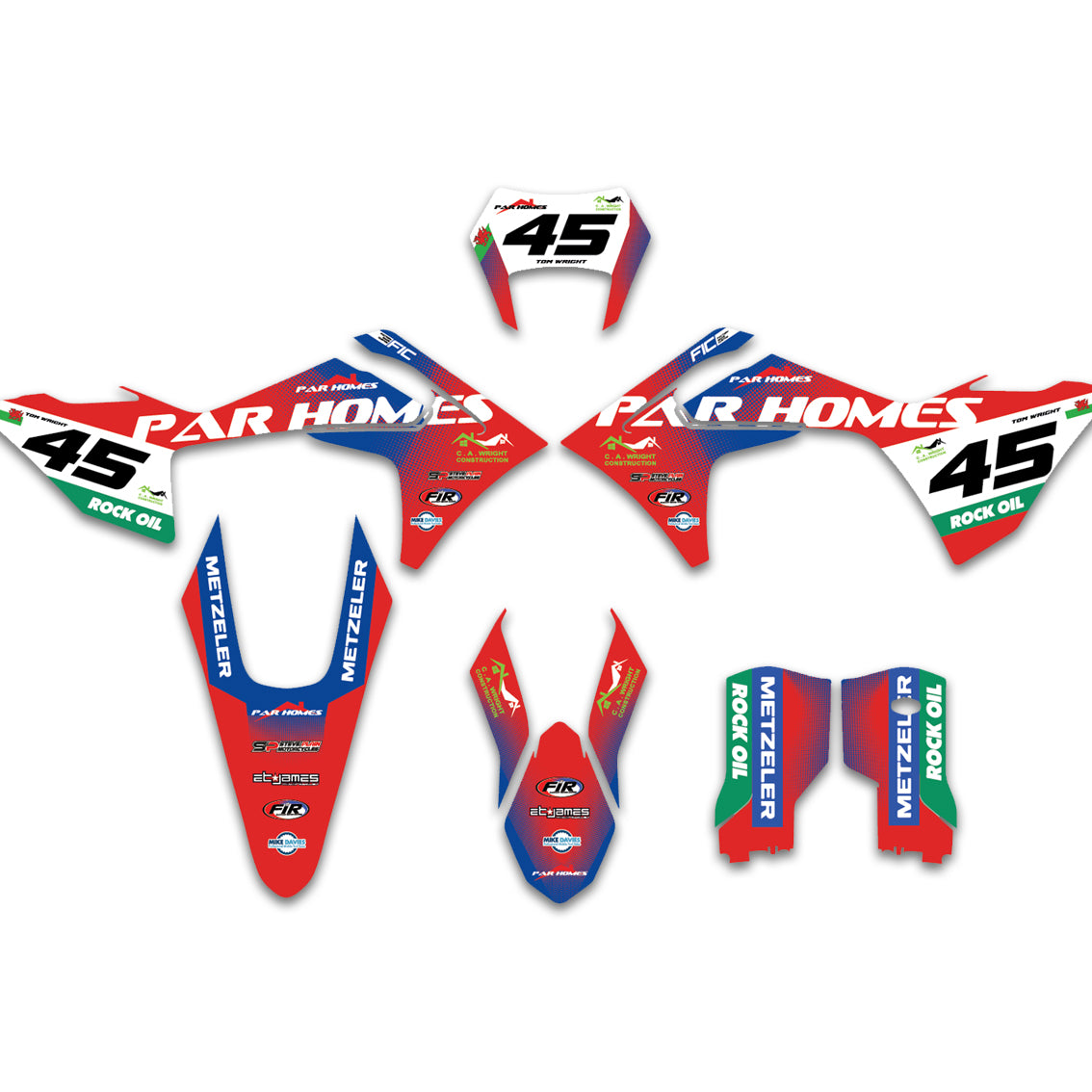 ALL GASGAS CUSTOM BLUE RED FADE DESIGN GRAPHICS DECAL KIT