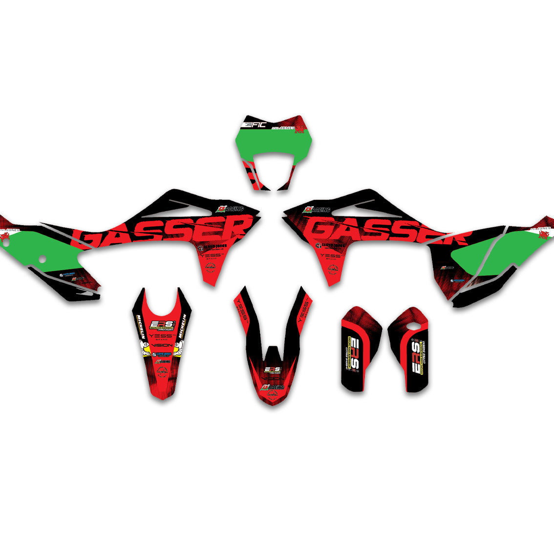 ALL GASGAS CUSTOM TEAL BURST GRAPHICS DECAL KIT