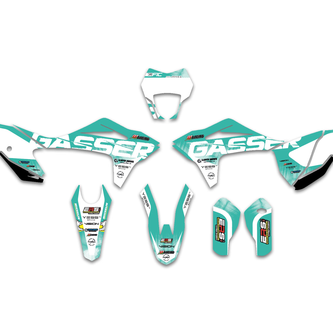 ALL GASGAS CUSTOM TEAL BURST GRAPHICS DECAL KIT