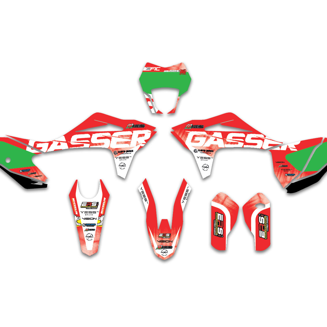 ALL GASGAS CUSTOM TEAL BURST GRAPHICS DECAL KIT