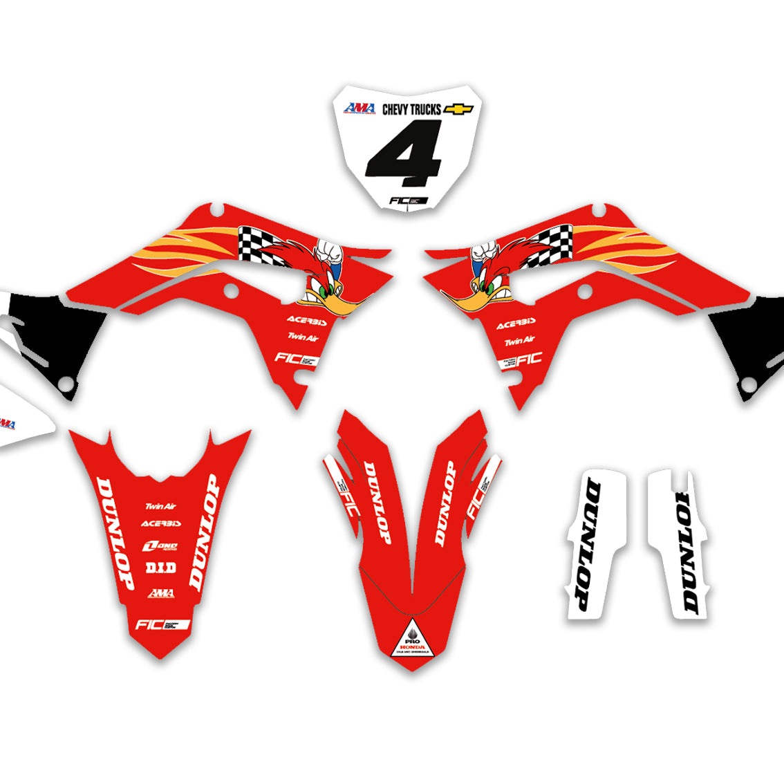 ALL HONDA CARMICHAEL WOODY REPLICA CUSTOM GRAPHICS DECAL KIT