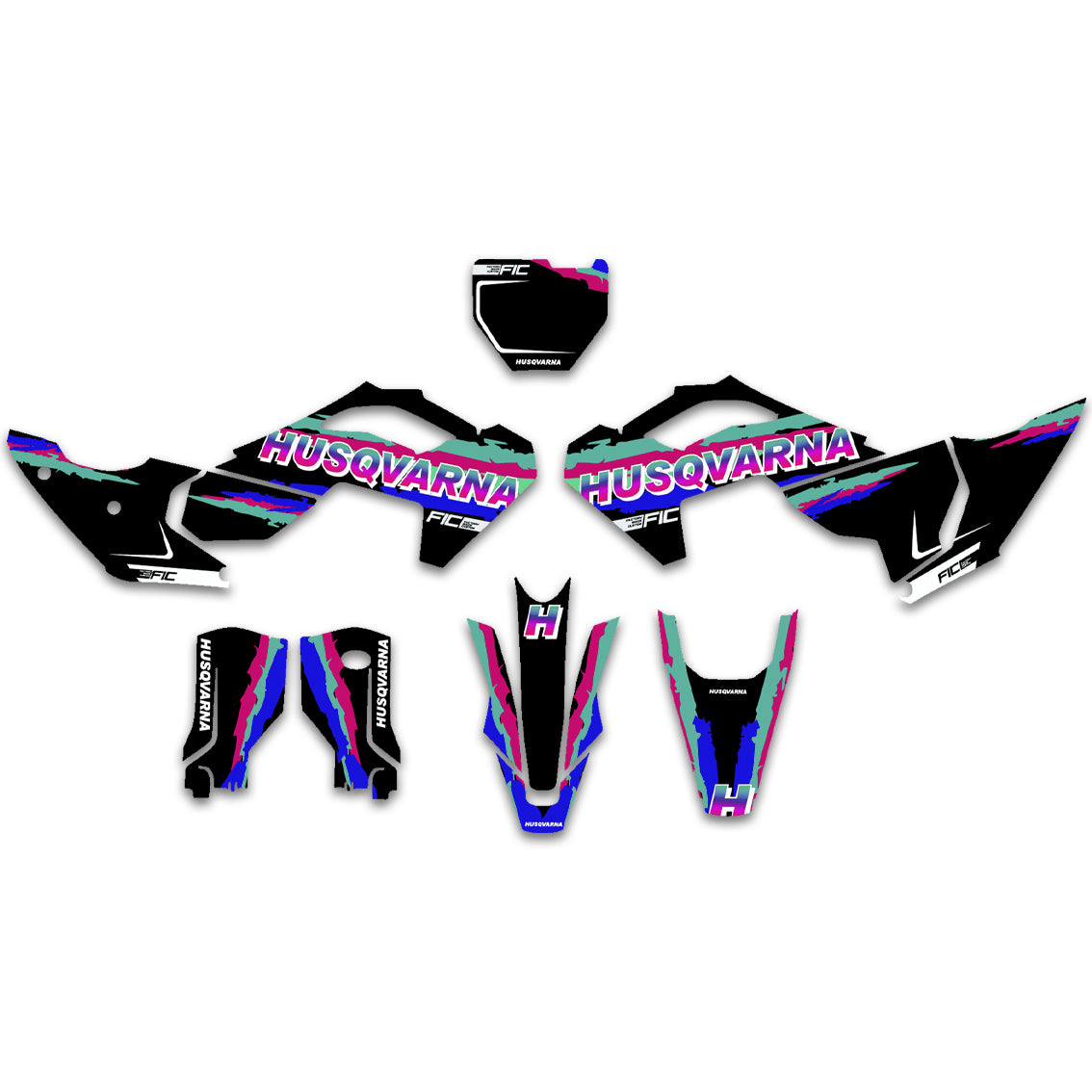 ALL HUSQVARNA RETRO AF CUSTOM GRAPHICS DECAL KIT