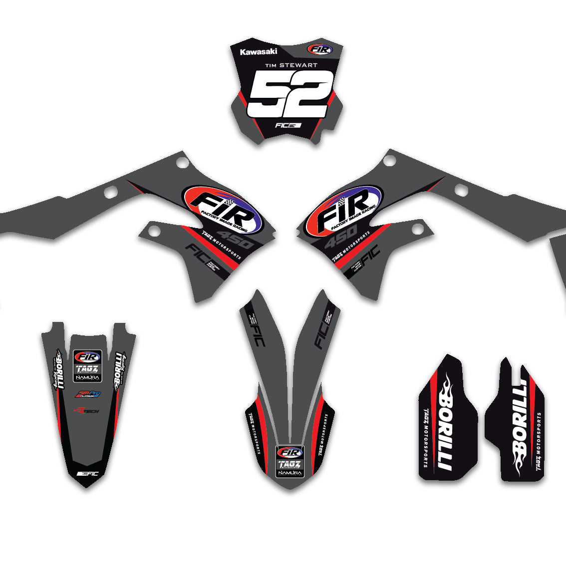 ALL KAWASAKI FIR TEAM CUSTOM GRAPHICS DECAL KIT