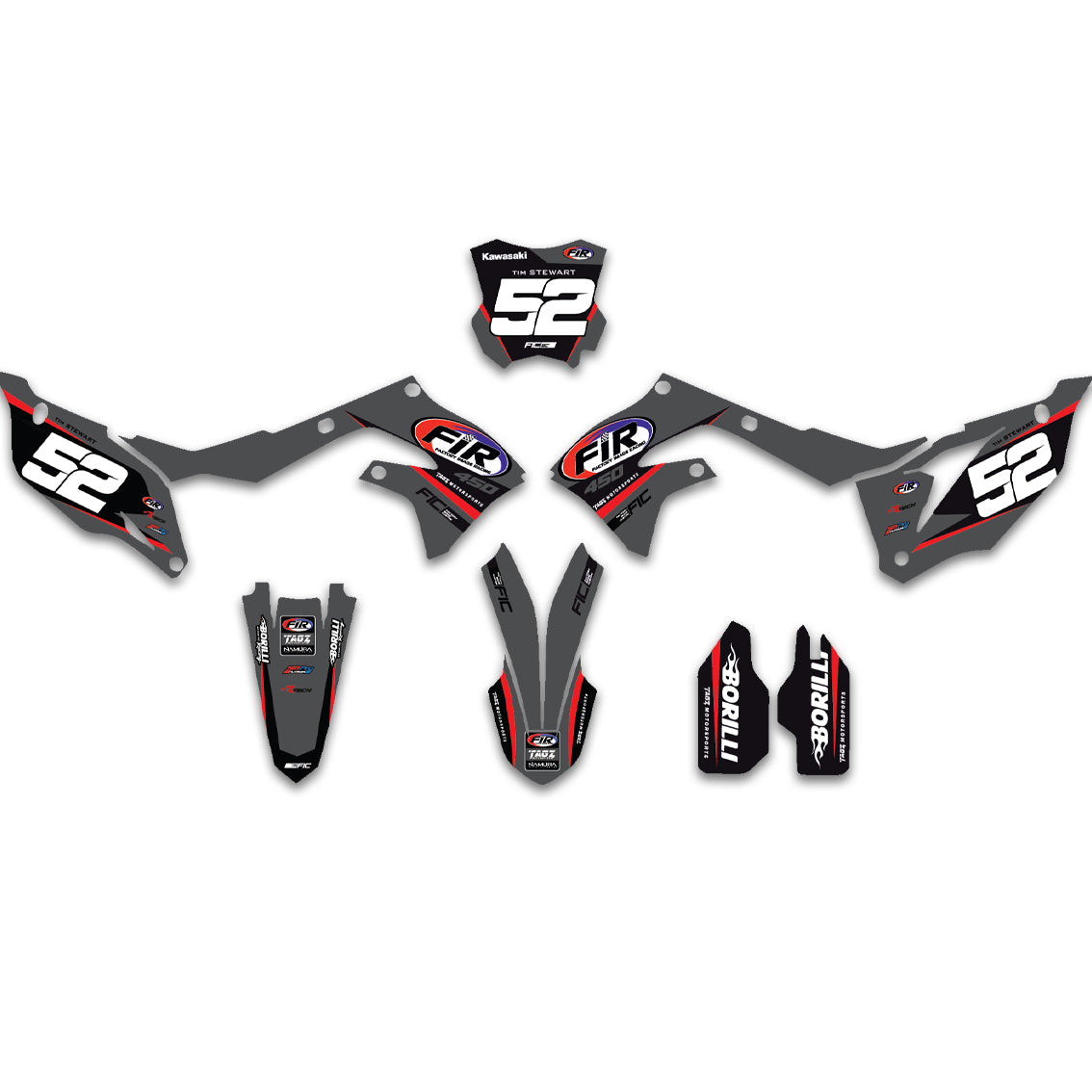 ALL KAWASAKI FIR TEAM CUSTOM GRAPHICS DECAL KIT