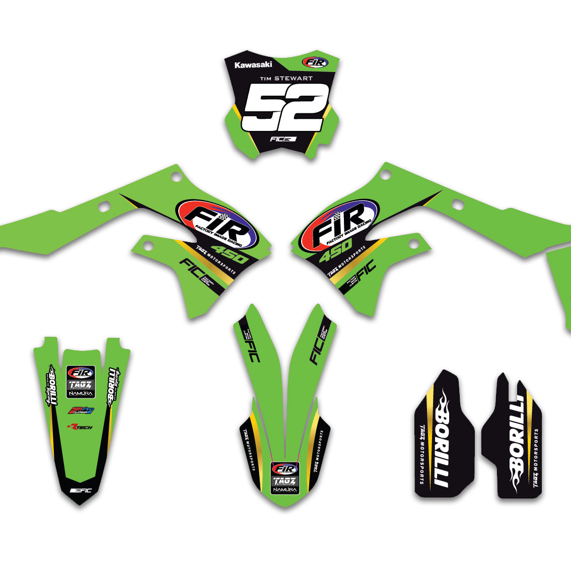 ALL KAWASAKI FIR TEAM CUSTOM GRAPHICS DECAL KIT