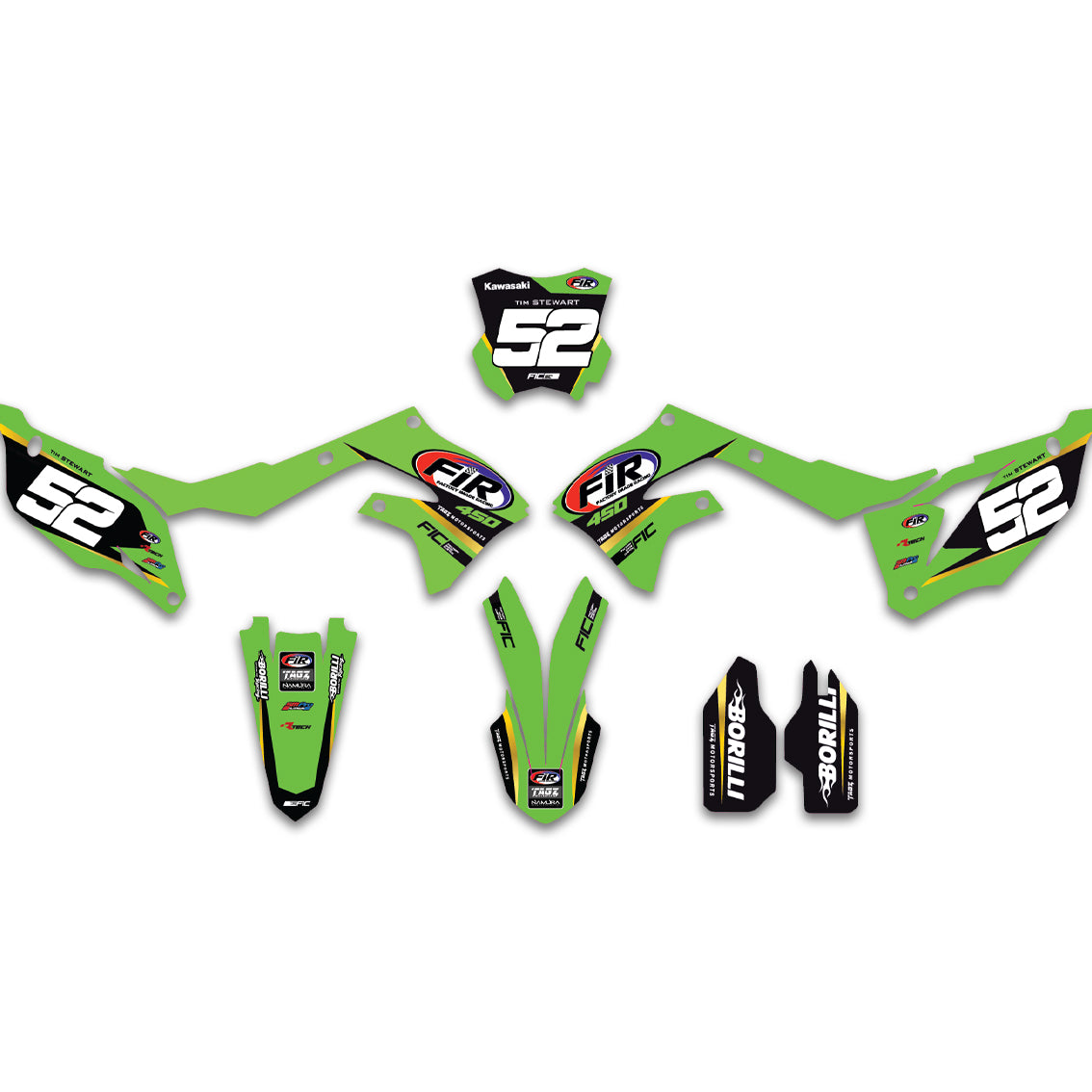 ALL KAWASAKI FIR TEAM CUSTOM GRAPHICS DECAL KIT