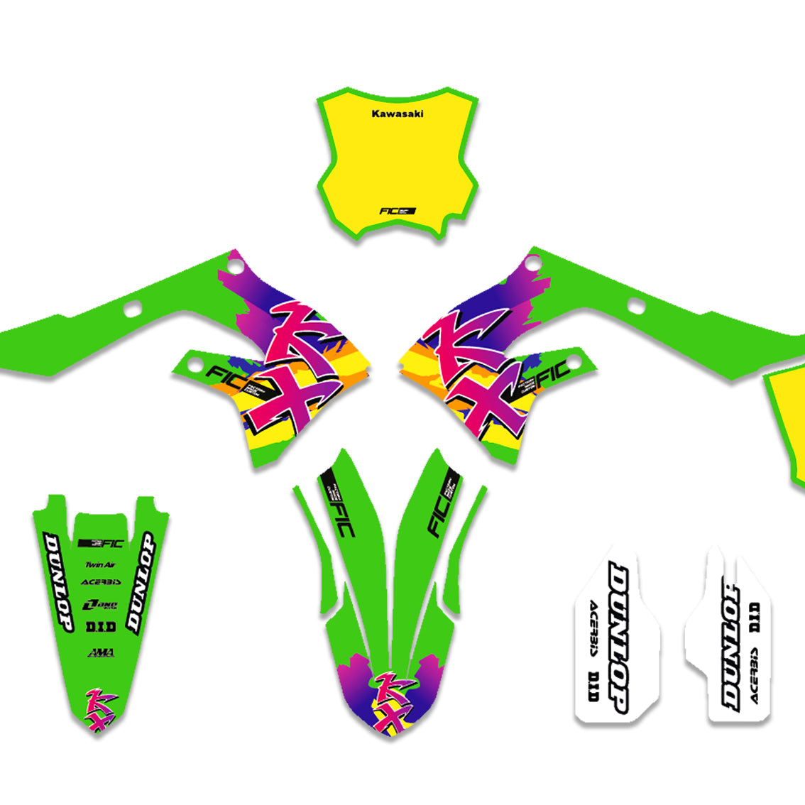 ALL KAWASAKI RETRO 2 DESIGN CUSTOM GRAPHICS DECAL KIT