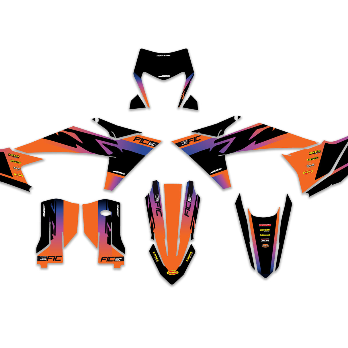 ALL KTM CUSTOM PINK PURPLE DESIGN GRAPHICS DECAL KIT