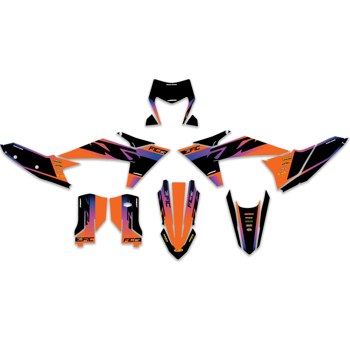 ALL KTM CUSTOM PINK PURPLE DESIGN GRAPHICS DECAL KIT