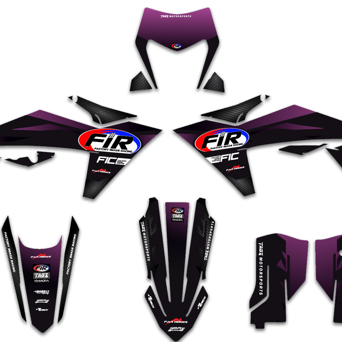 ALL KTM CUSTOM FIR TEAM DESIGN CARBON FIBER DETAIL GRAPHICS DECAL KIT