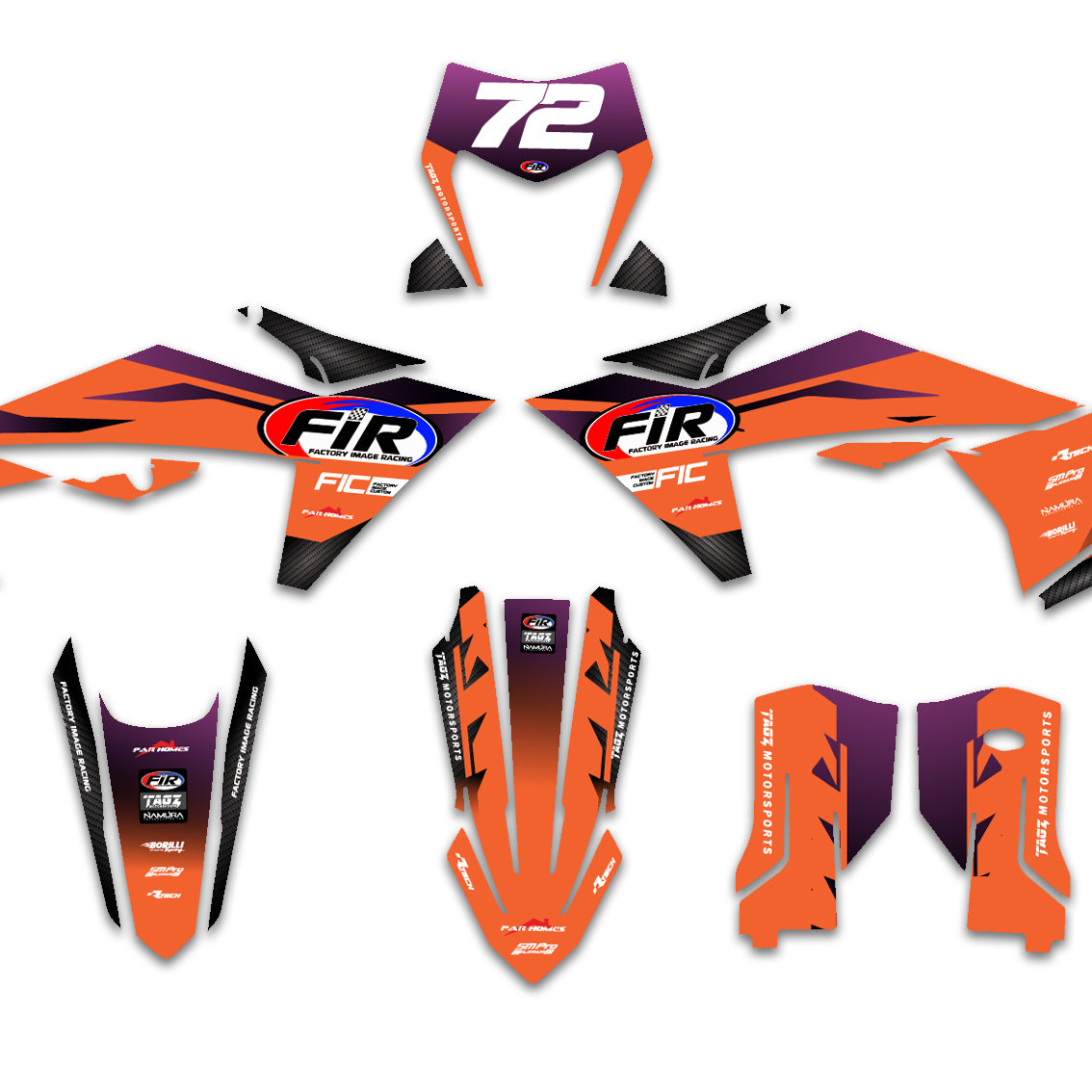 ALL KTM CUSTOM FIR TEAM DESIGN CARBON FIBER DETAIL GRAPHICS DECAL KIT
