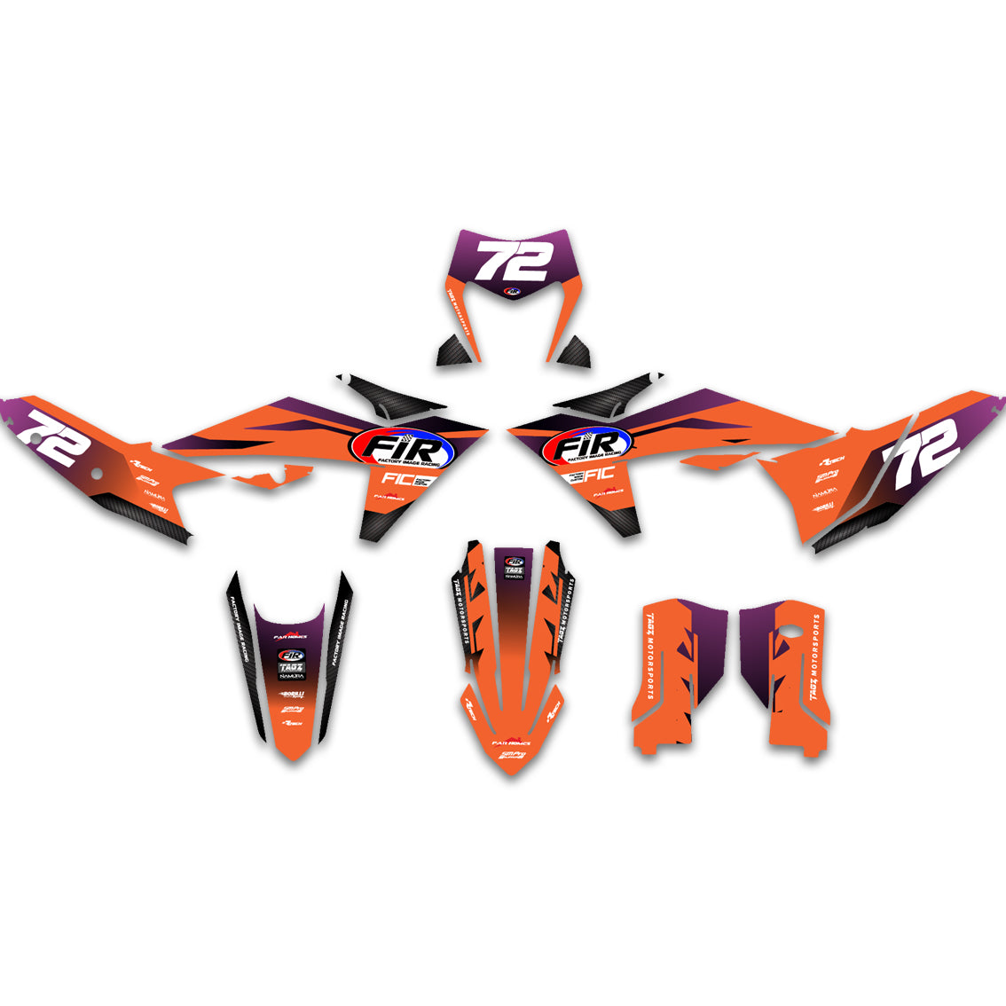 ALL KTM CUSTOM FIR TEAM DESIGN CARBON FIBER DETAIL GRAPHICS DECAL KIT