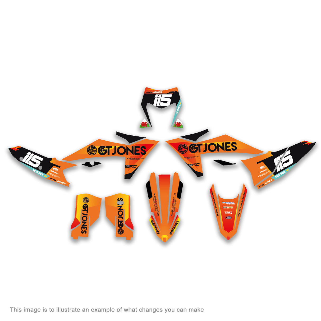 ALL KTM SX SXF EXC EXCF CUSTOM OEM FACTORY DESIGN 2 GRAPHICS DECAL KIT