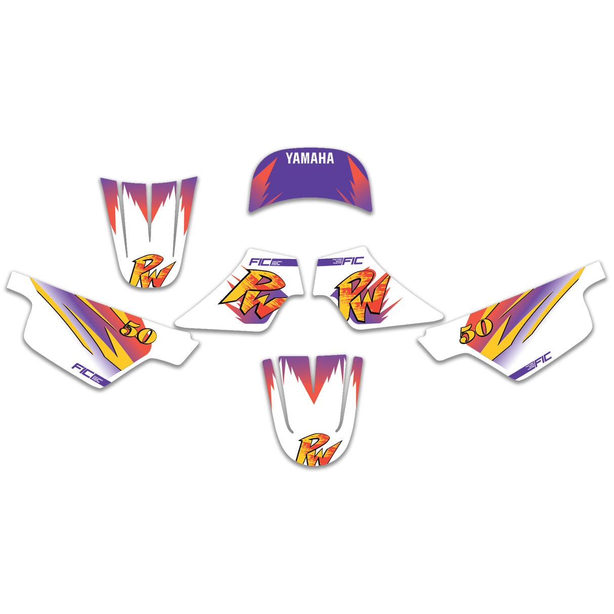 YAMAHA PW50 & PW80 RETRO CUSTOM GRAPHICS DECAL KIT