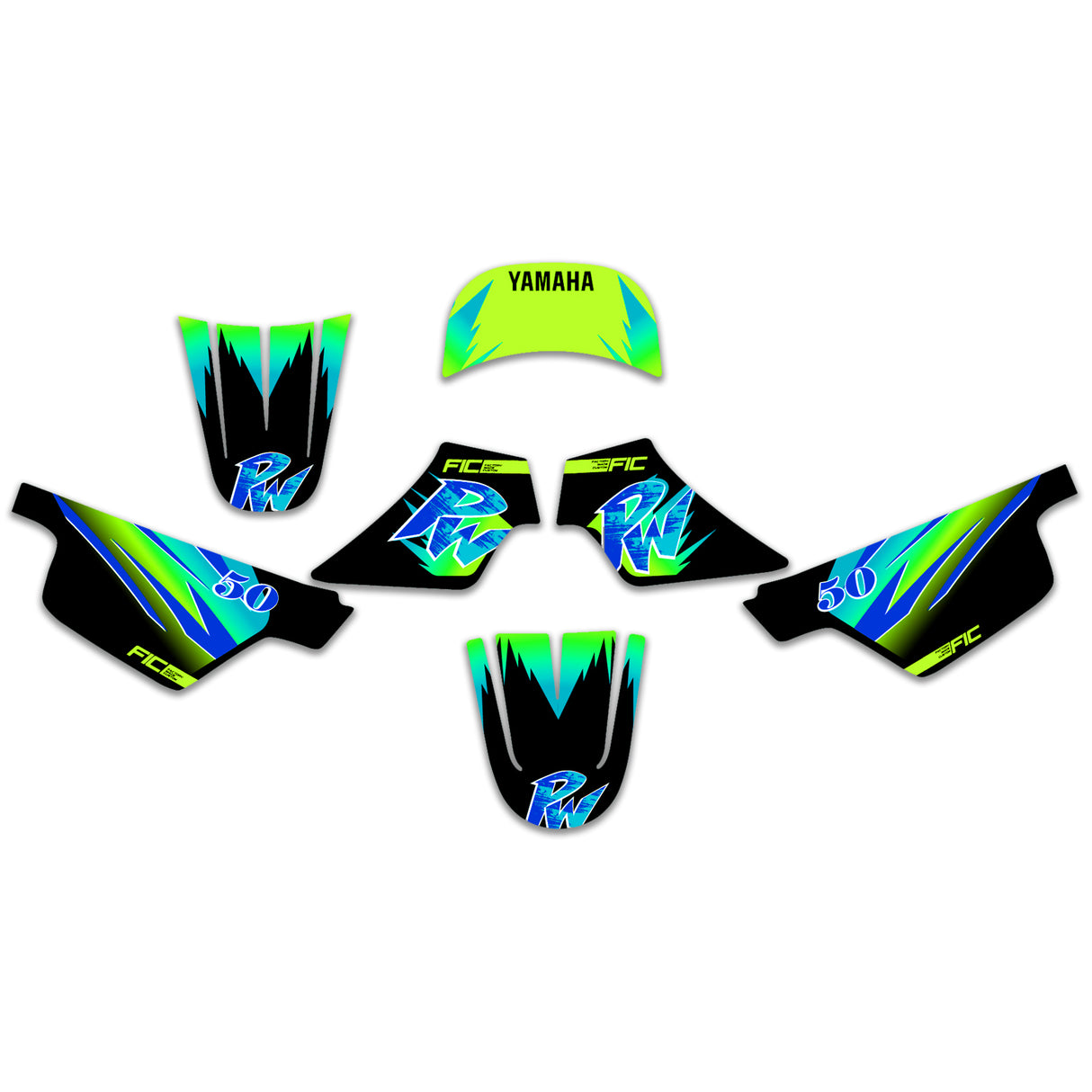YAMAHA PW50 & PW80 RETRO CUSTOM GRAPHICS DECAL KIT