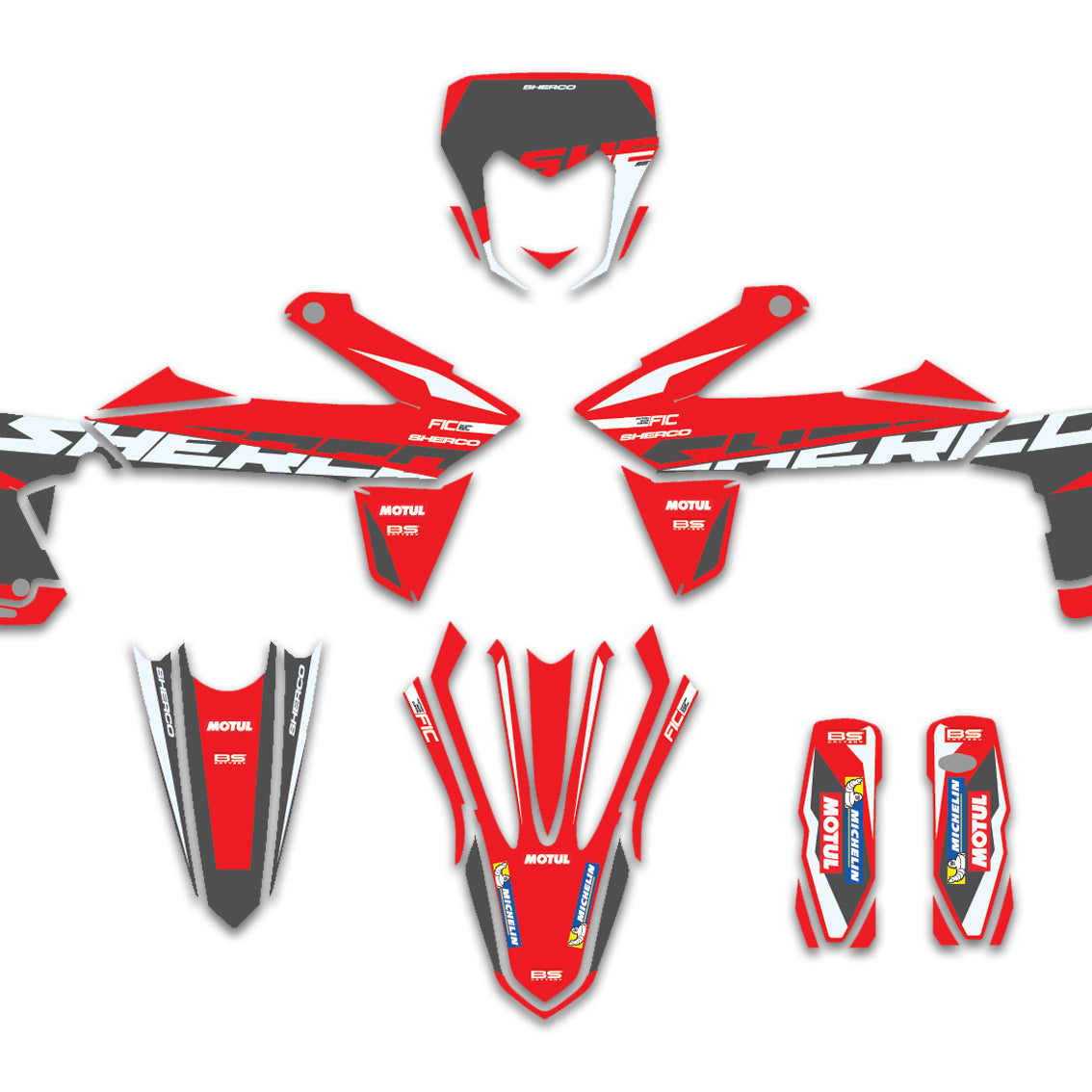 ALL SHERCO SE SER SEF RED BURST CUSTOM GRAPHICS DECAL KIT
