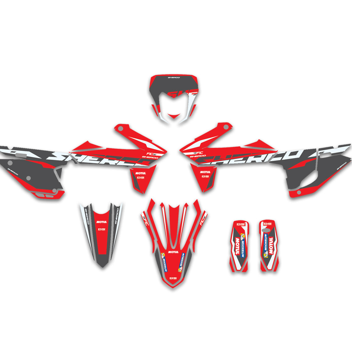 ALL SHERCO SE SER SEF RED BURST CUSTOM GRAPHICS DECAL KIT