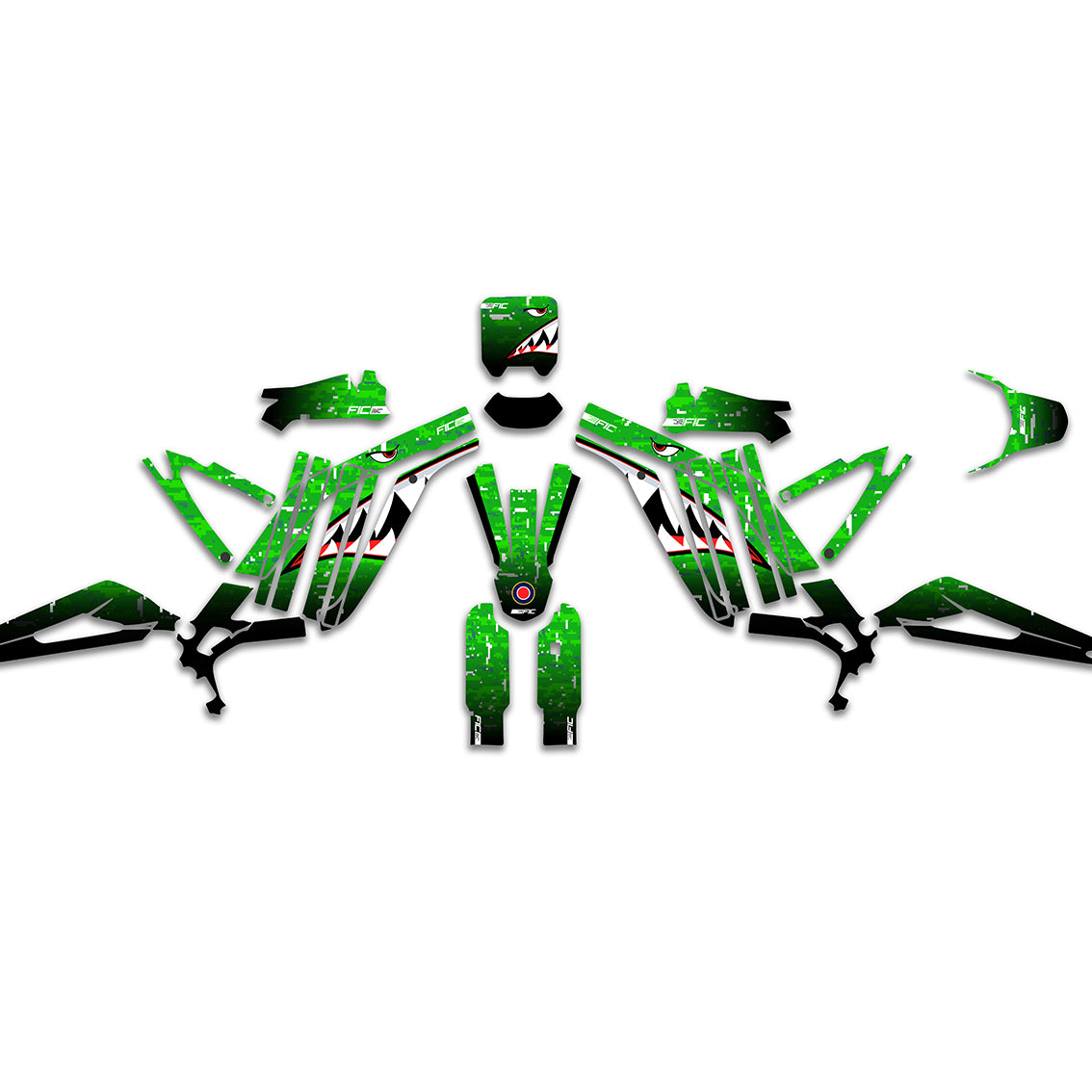 SURRON LIGHT BEE ULTRA BEE BOMBER SHARK CAMO GREEN CUSTOM GRAPHICS DECAL KIT
