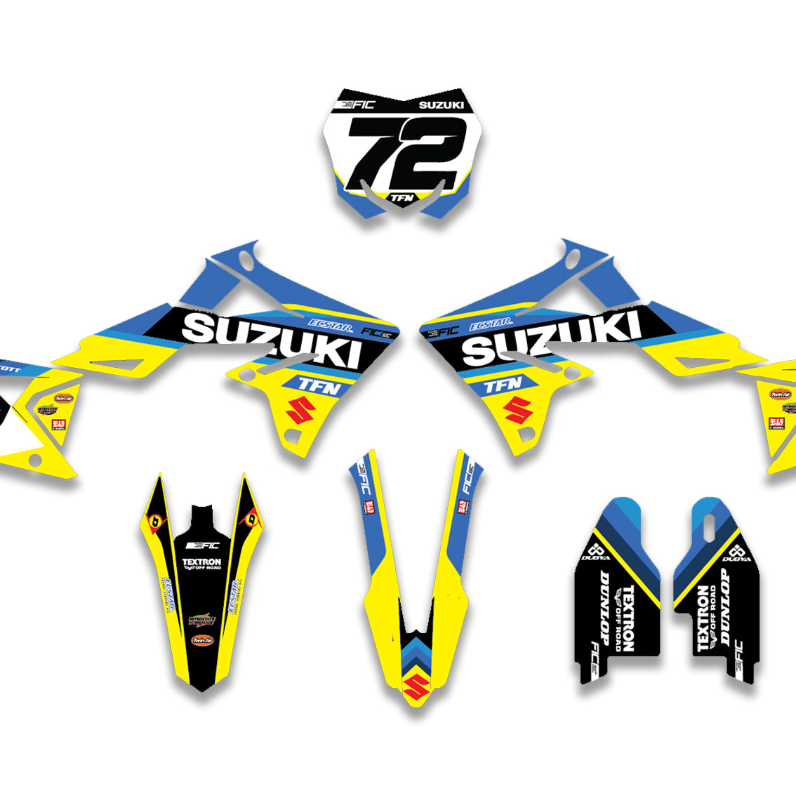 ALL SUZUKI OEM BLUE FACTORY DESIGN CUSTOM GRAPHICS DECAL KIT