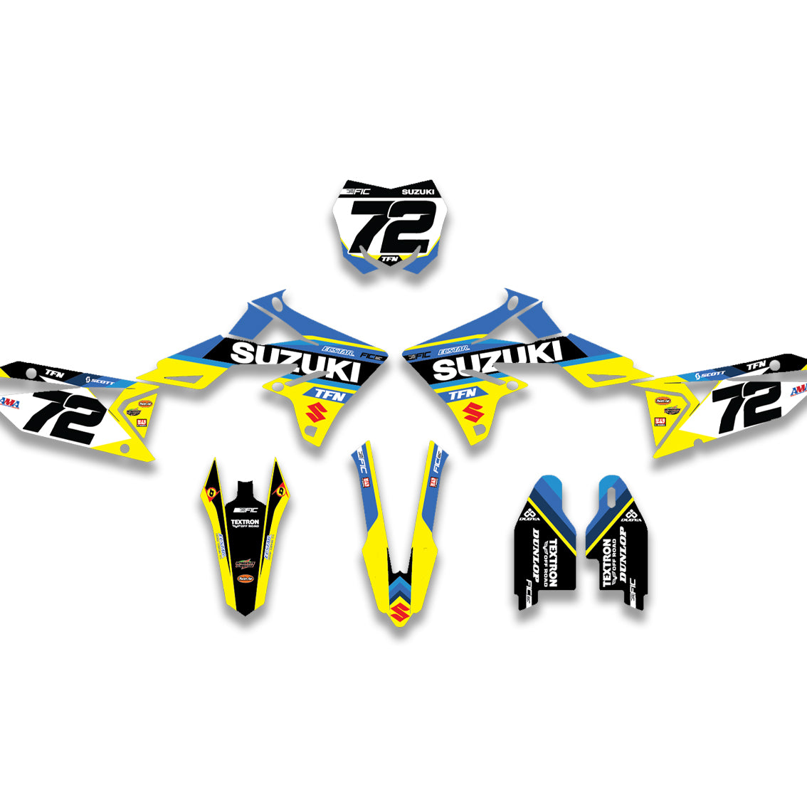 ALL SUZUKI OEM BLUE FACTORY DESIGN CUSTOM GRAPHICS DECAL KIT