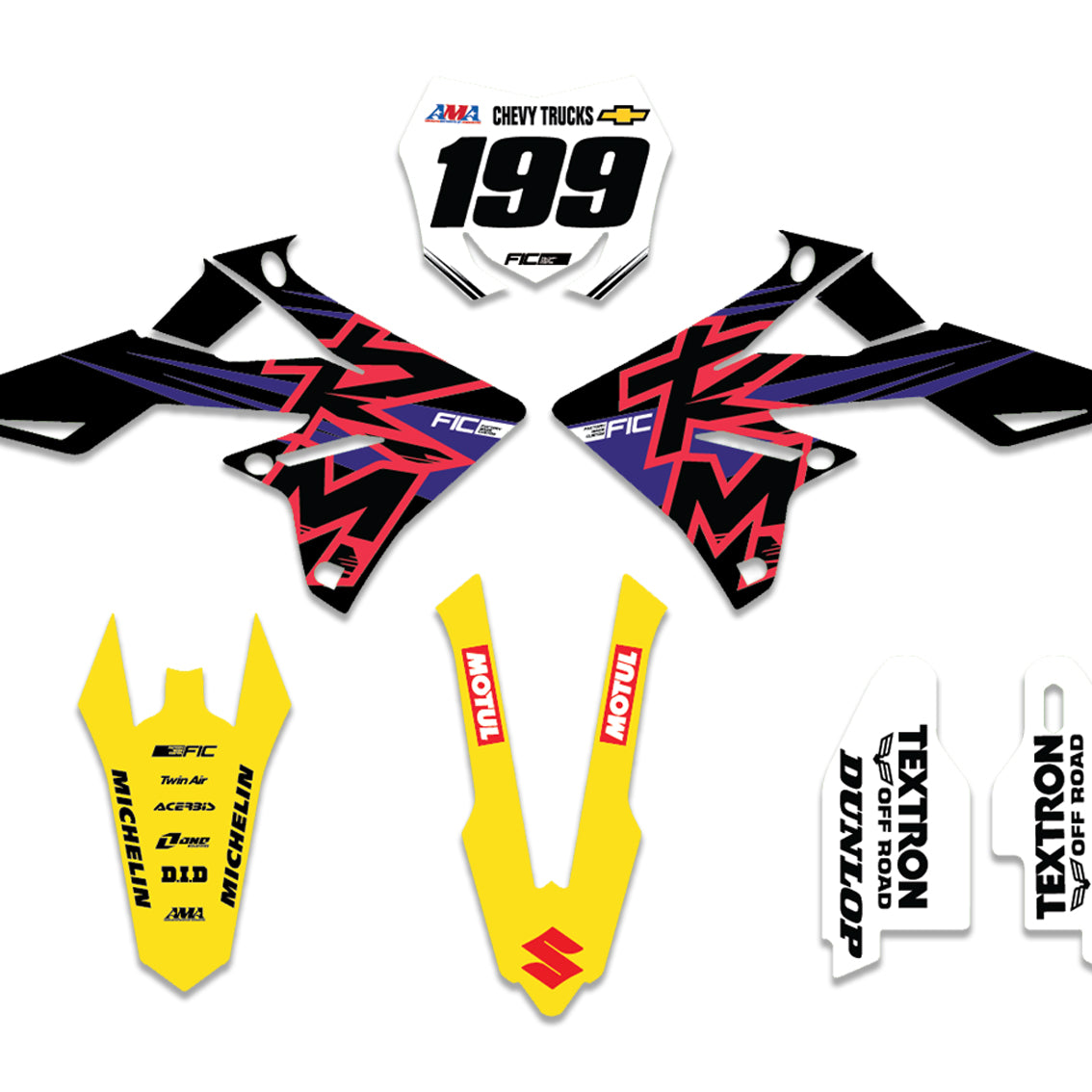 ALL SUZUKI RETRO CUSTOM GRAPHICS DECAL KIT