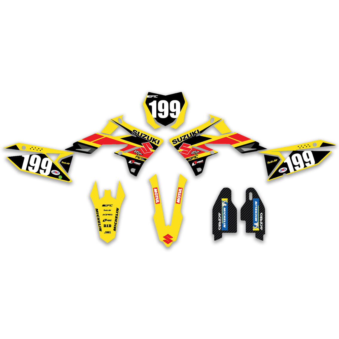 ALL SUZUKI PASTRANA REPLICA CUSTOM GRAPHICS DECAL KIT
