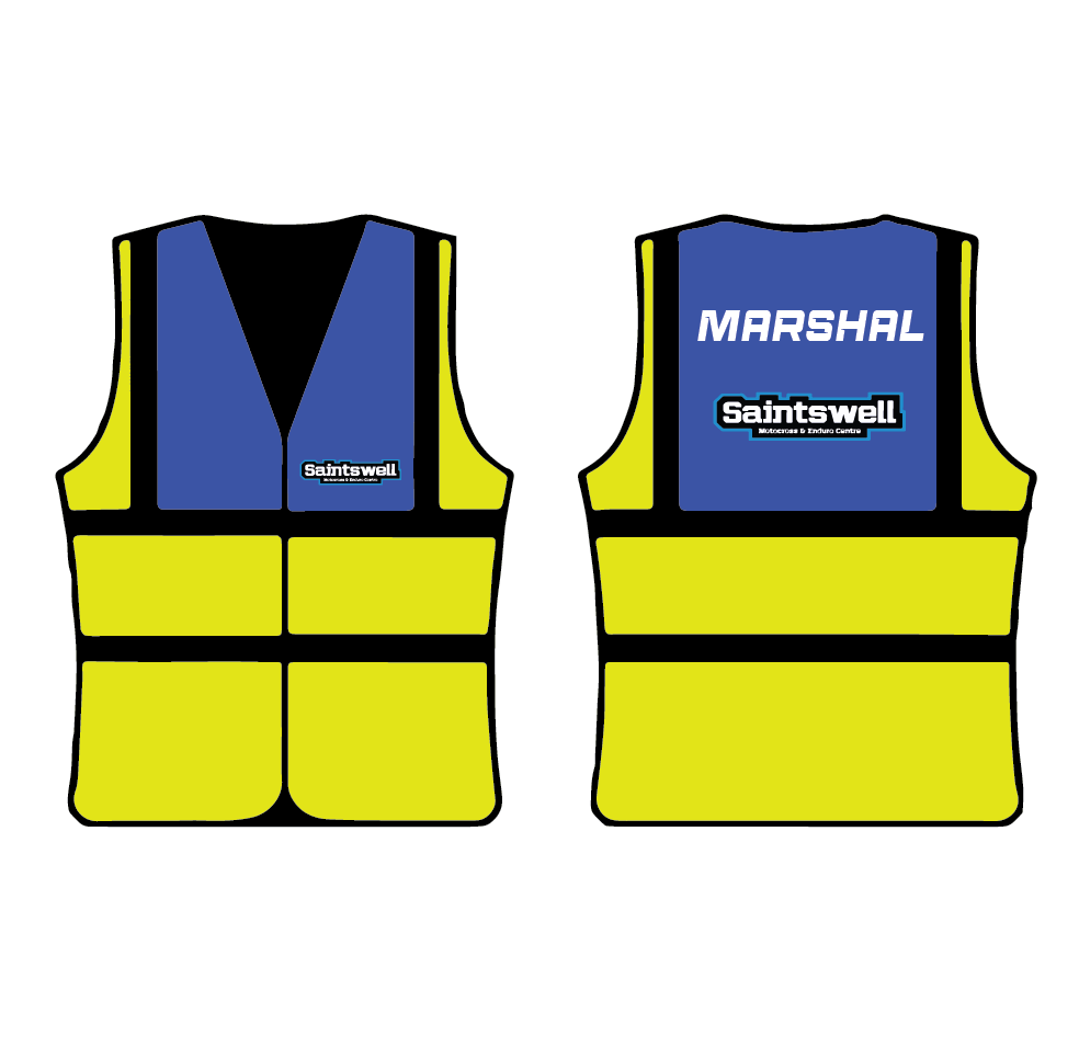 EVENT HI VIS BIBS FOR MARSHALS/STEWARDS FULL CUSTOMISATION
