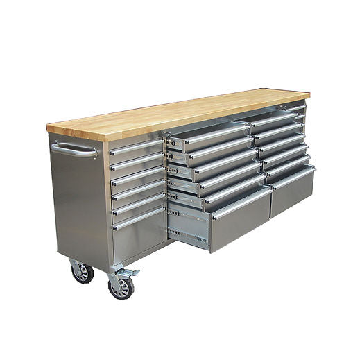 96" Brushed Stainless Steel 24 Drawer Tool Chest
