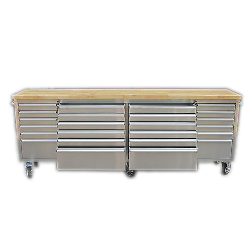 96" Brushed Stainless Steel 24 Drawer Tool Chest