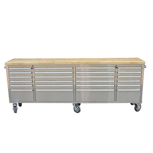 96" Brushed Stainless Steel 24 Drawer Tool Chest