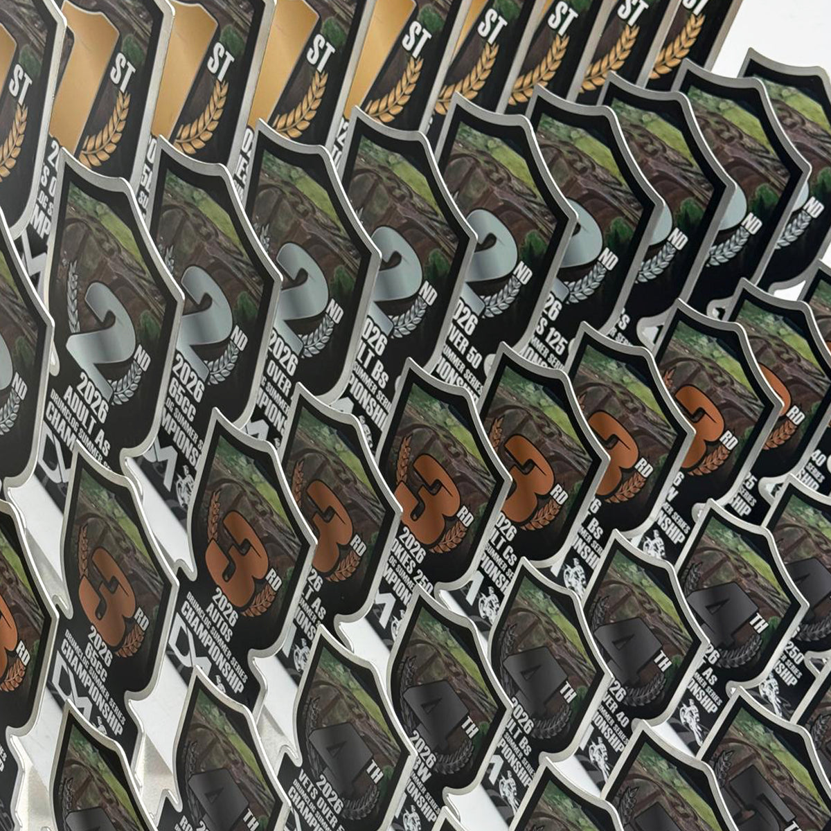 ALUMINUM CUP SHAPE TROPHIES & AWARDS WITH CUSTOM PRINT MOTOCROSS ENDURO