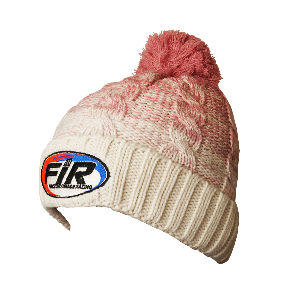 White / Pink Beanie - Pink FIR Logo
