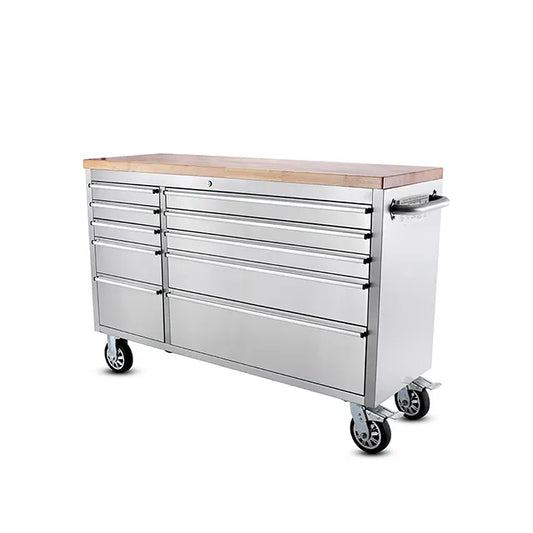 55" Brushed Stainless Steel 10 Drawer Tool Chest