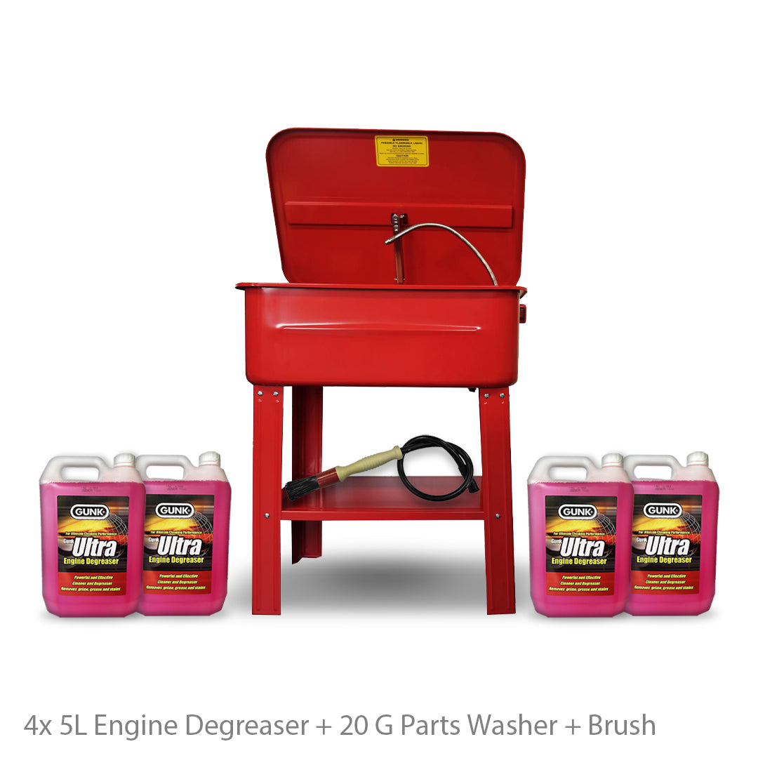 20 Gallon Parts Washer Kit with Cleaing Brush & Engine Degreaser Fluid ...